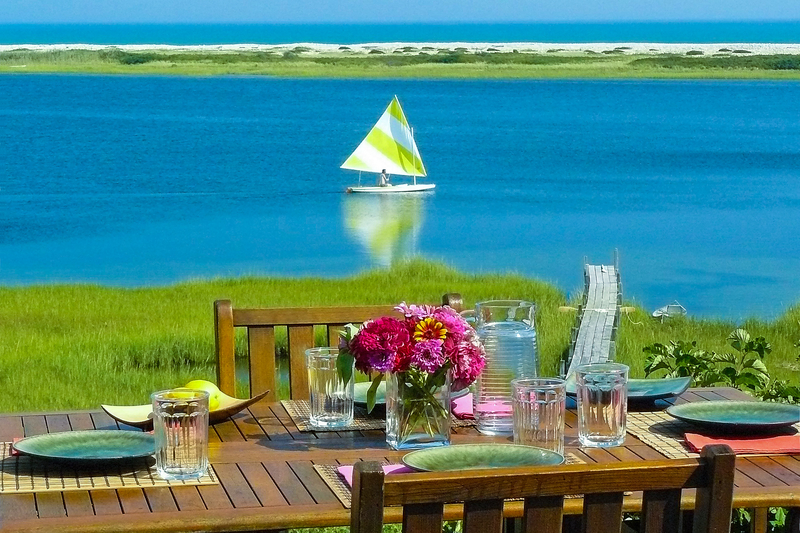 Stonewall Pond, Marthas Vineyard, Chilmark, Property for sale, Waterfront, Waterview, Alfresco dining, sailboat
