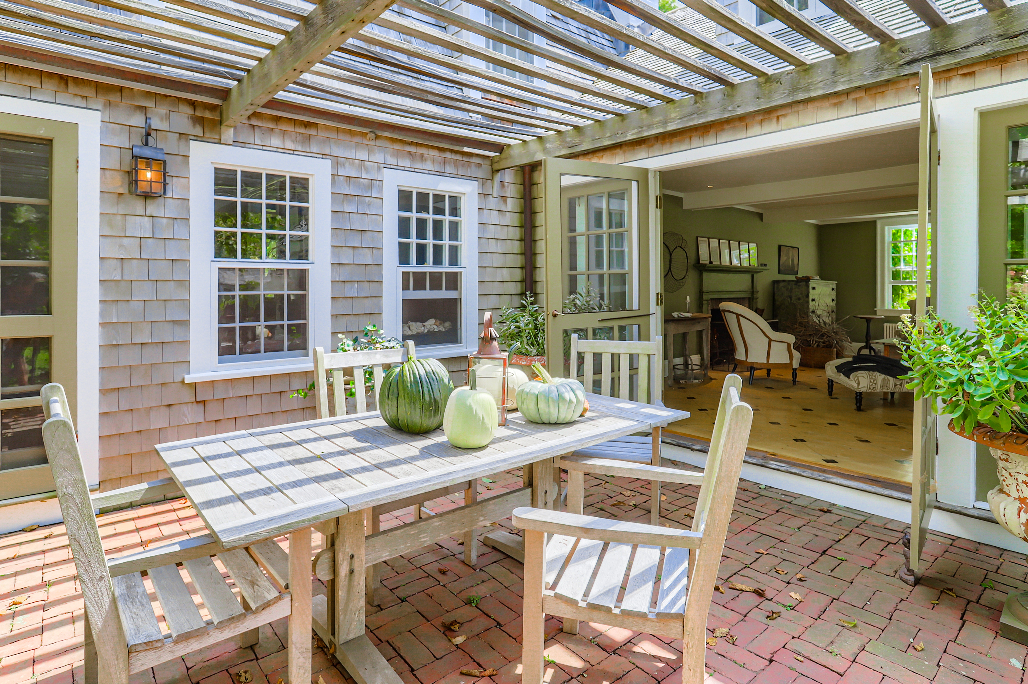 sun terrace with pumpkins