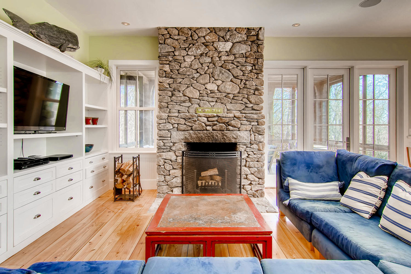 Stone fireplace